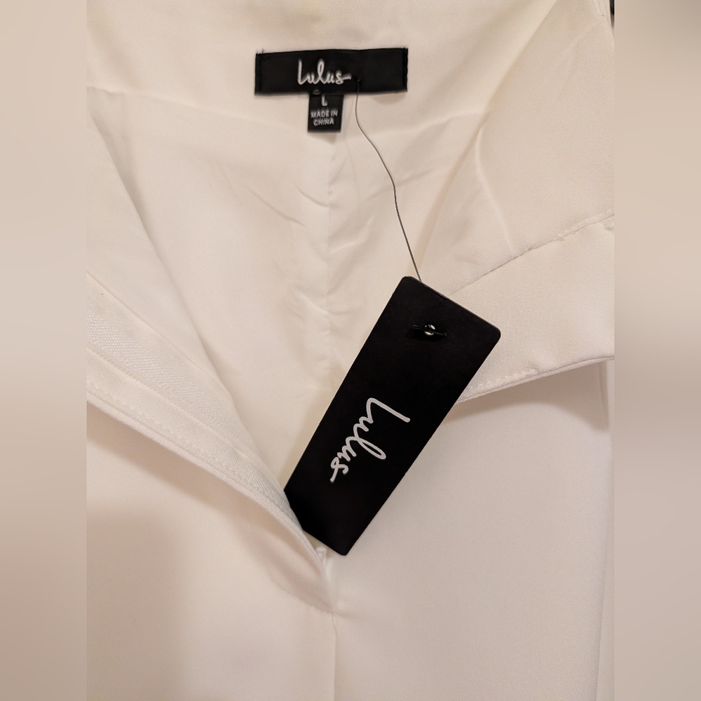 Lulus White High Waist Straight Leg Trousers Size L - Picture 6 of 7